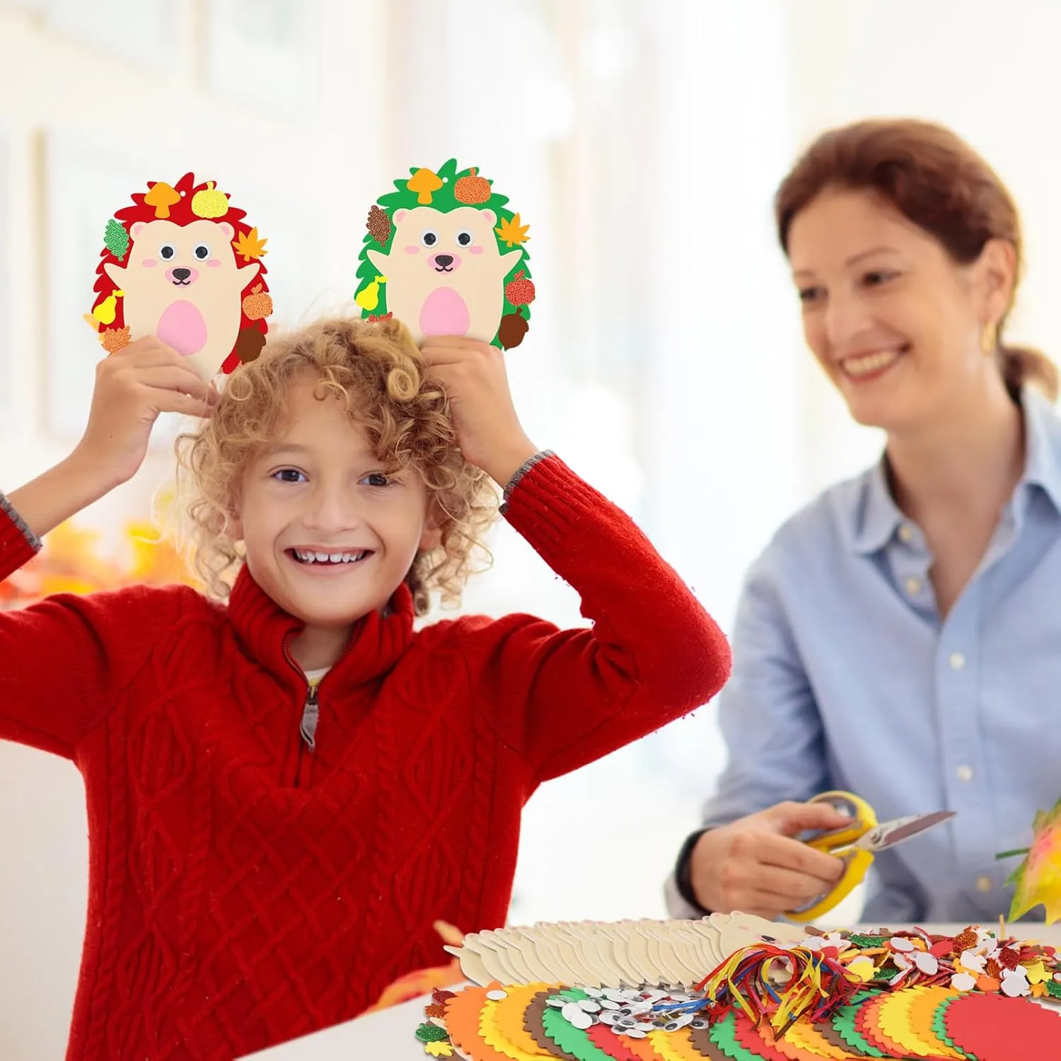 Foam Stickers DIY Autumn Art and Craft for Boys Girls Party Supply Art Activities Birthday Gifts Fall Thanksgiving Decoration Fennoral ambitious 24 Pack Hedgehog Craft Kits for Kids Make You Hedgehog 