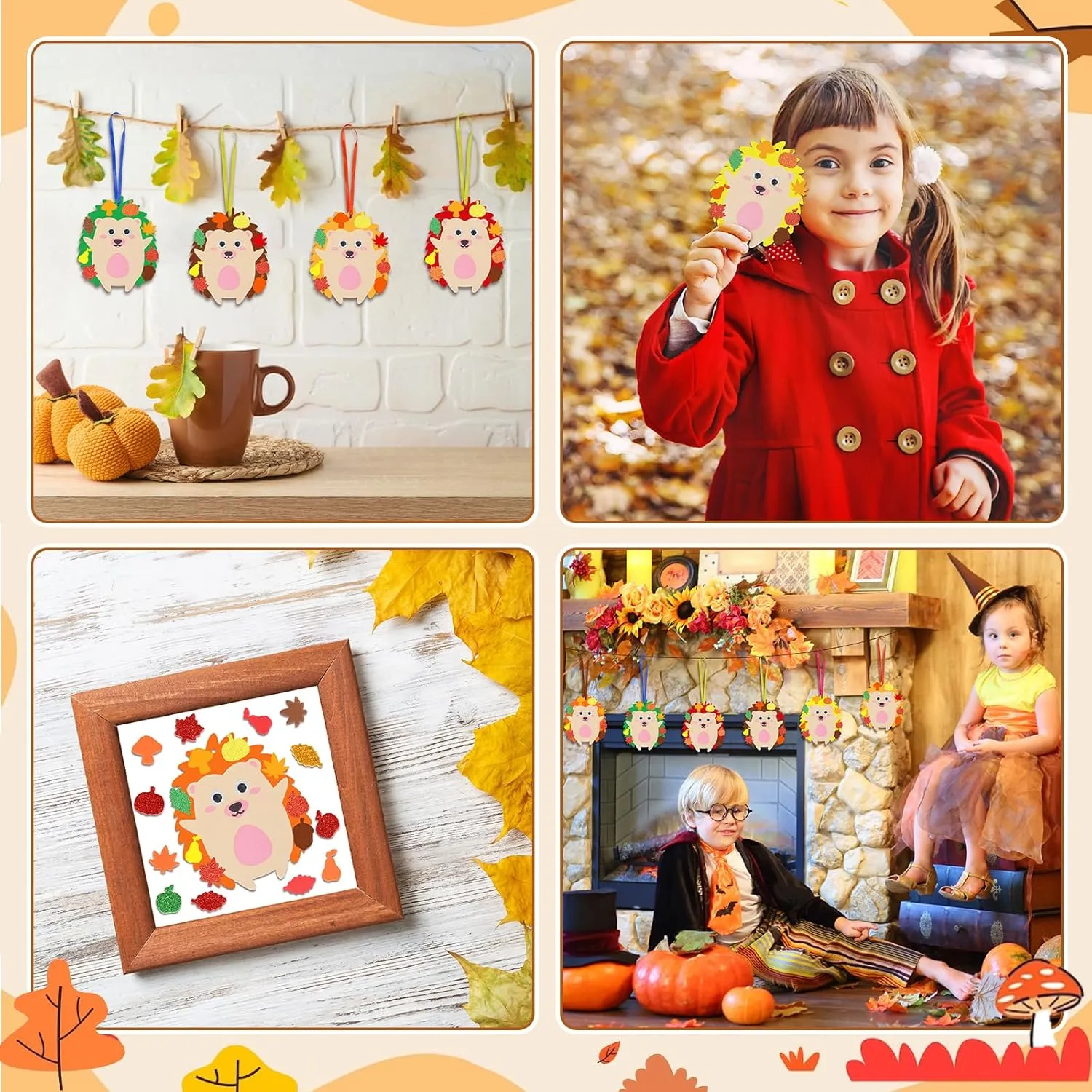 Foam Stickers DIY Autumn Art and Craft for Boys Girls Party Supply Art Activities Birthday Gifts Fall Thanksgiving Decoration Fennoral ambitious 24 Pack Hedgehog Craft Kits for Kids Make You Hedgehog 