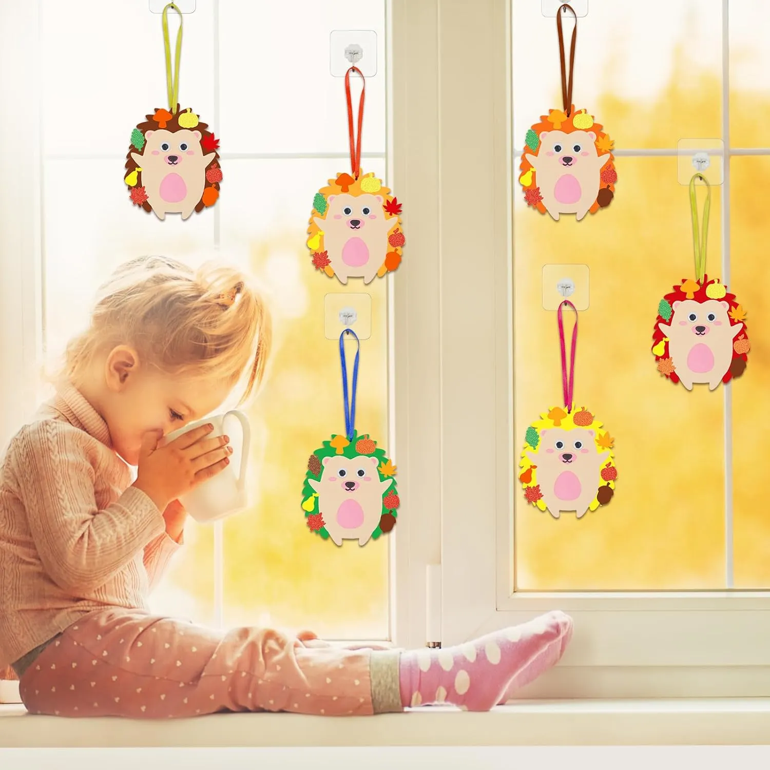 Foam Stickers DIY Autumn Art and Craft for Boys Girls Party Supply Art Activities Birthday Gifts Fall Thanksgiving Decoration Fennoral ambitious 24 Pack Hedgehog Craft Kits for Kids Make You Hedgehog 