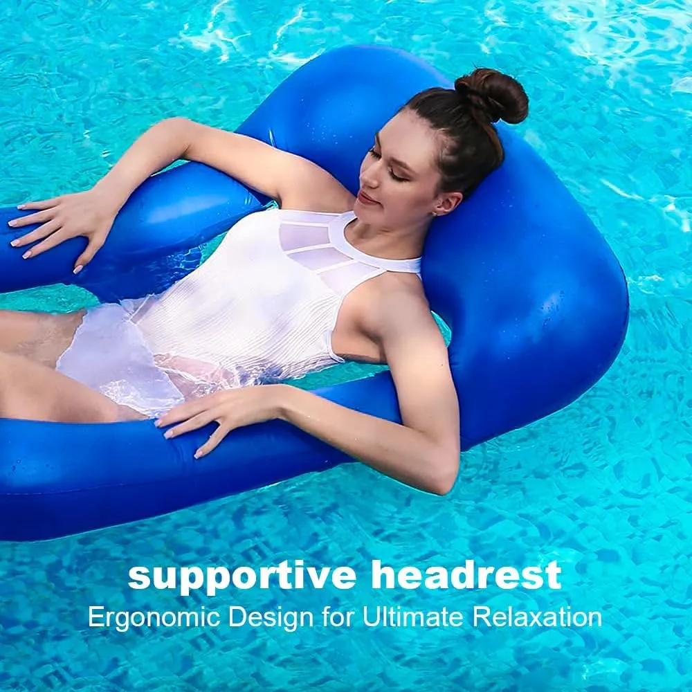 Foldable Floating Raft for Adults, Pool Lounger for Swimming Pool, characteristic Lake, Beach Party Fun 3 Pack Inflatable Pool Float Lounge Chair - 
