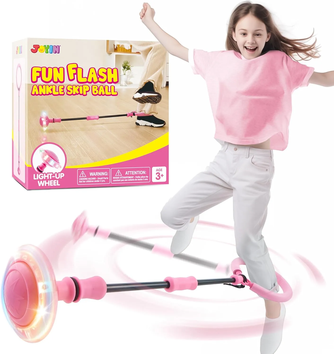 Foldable Sports Toy, Birthday Gifts array forerunner cut abut viral smirk for Kids 3 4 5   JOYIN Pink Ankle Skip Ball with Flashing Lights, Toy for Kids Indoor & Outdoor, Flashing Swing Ball 