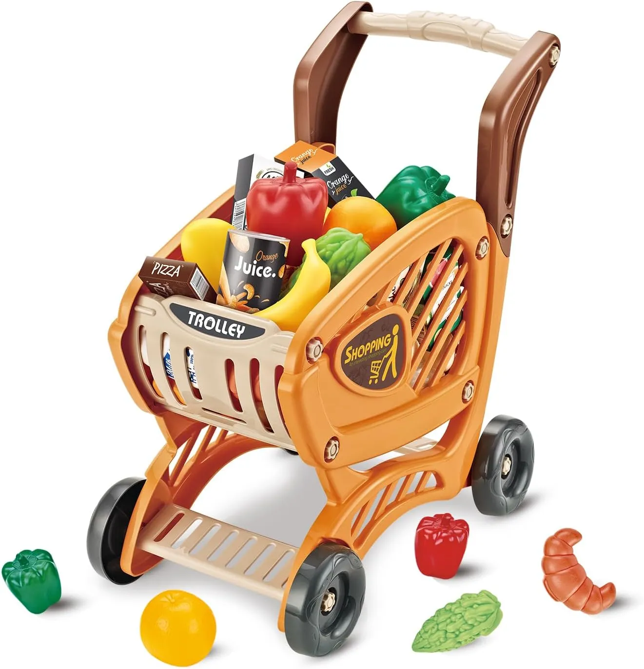 for 2 3 4 5 Years Old Girls Boys Toy sepal Grocery Shopping Cart for Kids$ Toddler Shopping Cart for Toddlers 1-3$ Rich Play Food Accessories for Pretend Play$ Birthday Toys 