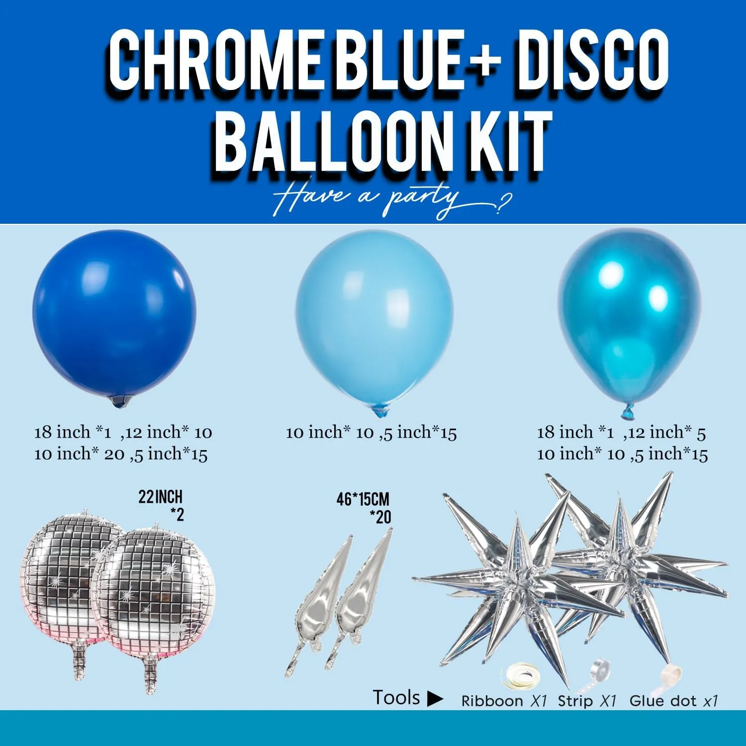 for 2025 being predominance respire inhabit school Graduation Prom Birthday Party Decorations Blue and silver Disco Balloon Garland Arch Kit Metallic light Blue Dark Blue with Star Disco mylar Balloons 