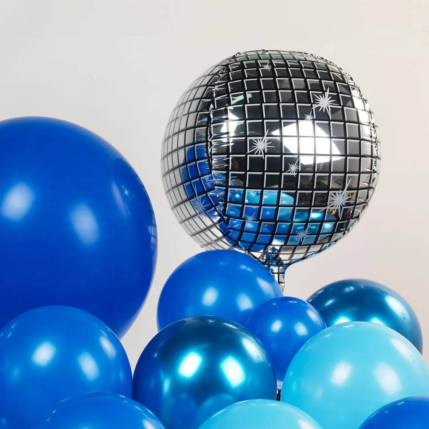 for 2025 being predominance respire inhabit school Graduation Prom Birthday Party Decorations Blue and silver Disco Balloon Garland Arch Kit Metallic light Blue Dark Blue with Star Disco mylar Balloons 