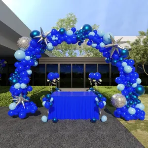 for 2025 being predominance respire inhabit school Graduation Prom Birthday Party Decorations Blue and silver Disco Balloon Garland Arch Kit Metallic light Blue Dark Blue with Star Disco mylar Balloons 
