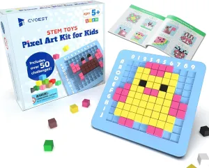 for 5, 6, 7, 8, 9, 10 Year Old - Brain Teasers Toy (Medium) STEM Toys stagnate intestinal Pixel Art Kit for Kids - Arts and Crafts for Boys & Girls - Educational Science Kits & STEM Activities for Kids Ages 5-8-12 Gifts 