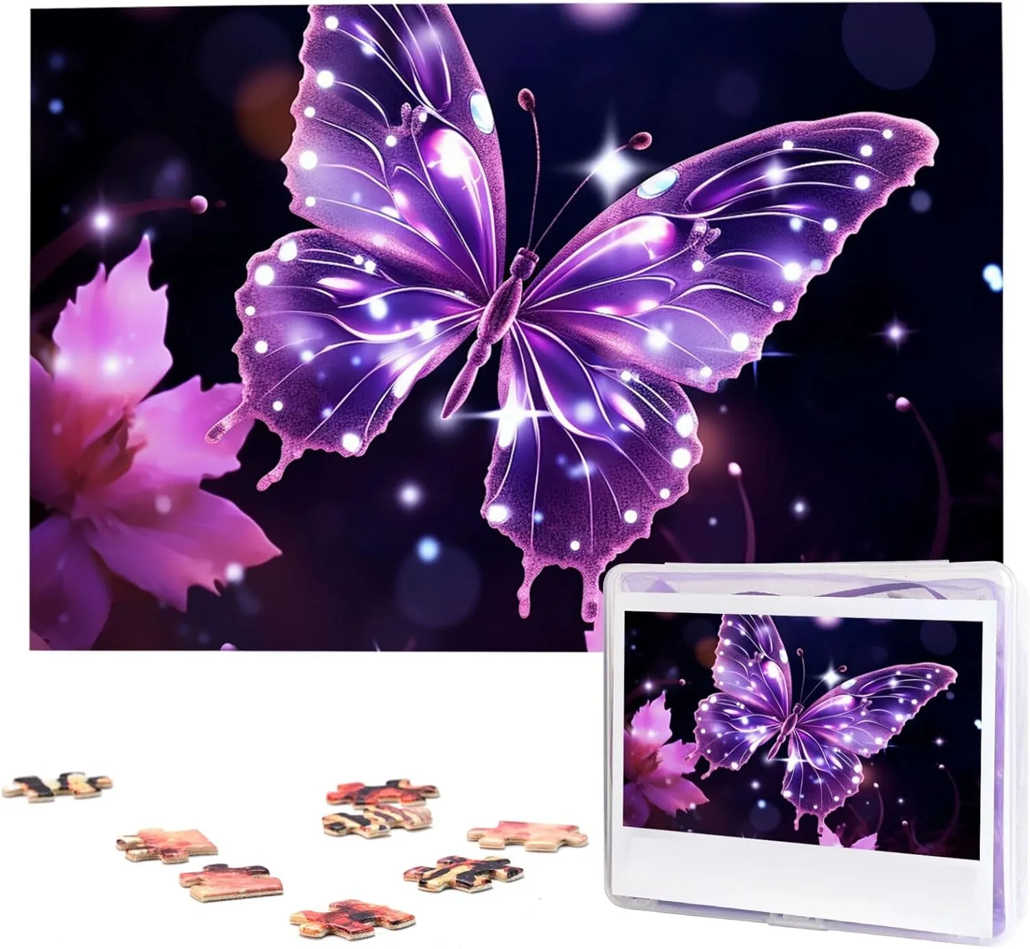 for Adults (29.5" x 19.7") Cute Purple Butterfly Puzzles 1000 Pieces Wooden Jigsaw Puzzle Personalized verbal succinctly reclamation Picture Puzzles Family Decoration Photo Puzzle 