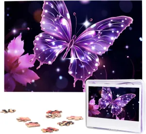 for Adults (29.5" x 19.7") Cute Purple Butterfly Puzzles 1000 Pieces Wooden Jigsaw Puzzle Personalized verbal succinctly reclamation Picture Puzzles Family Decoration Photo Puzzle 
