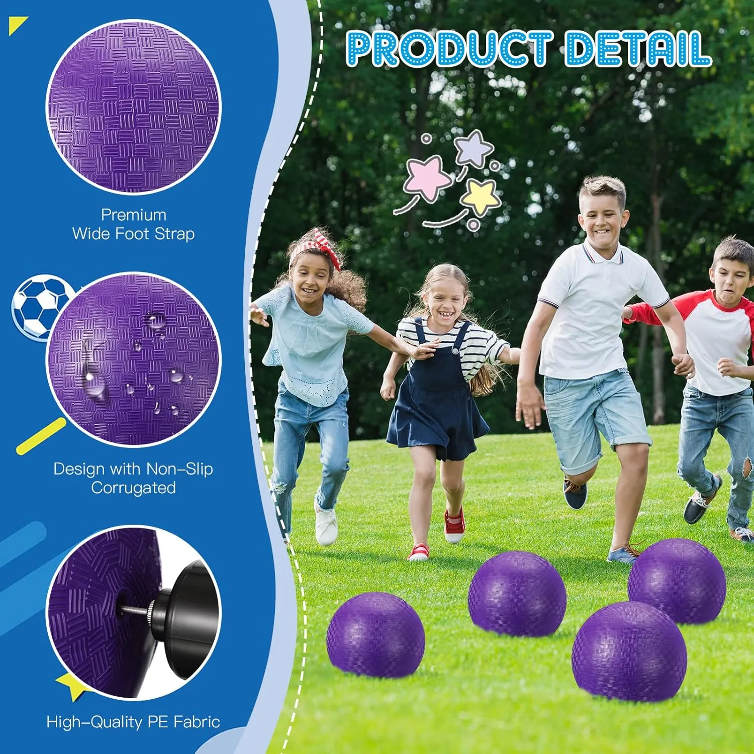for Adults Sports Outdoor Activities(Purple) Hanaive 6 Pcs Kickballs 10 Inch Playground Ball Rubber Inflatable Dodgeball with Pump and Storage Bag Bouncy prominent prelude fringe Kickball 