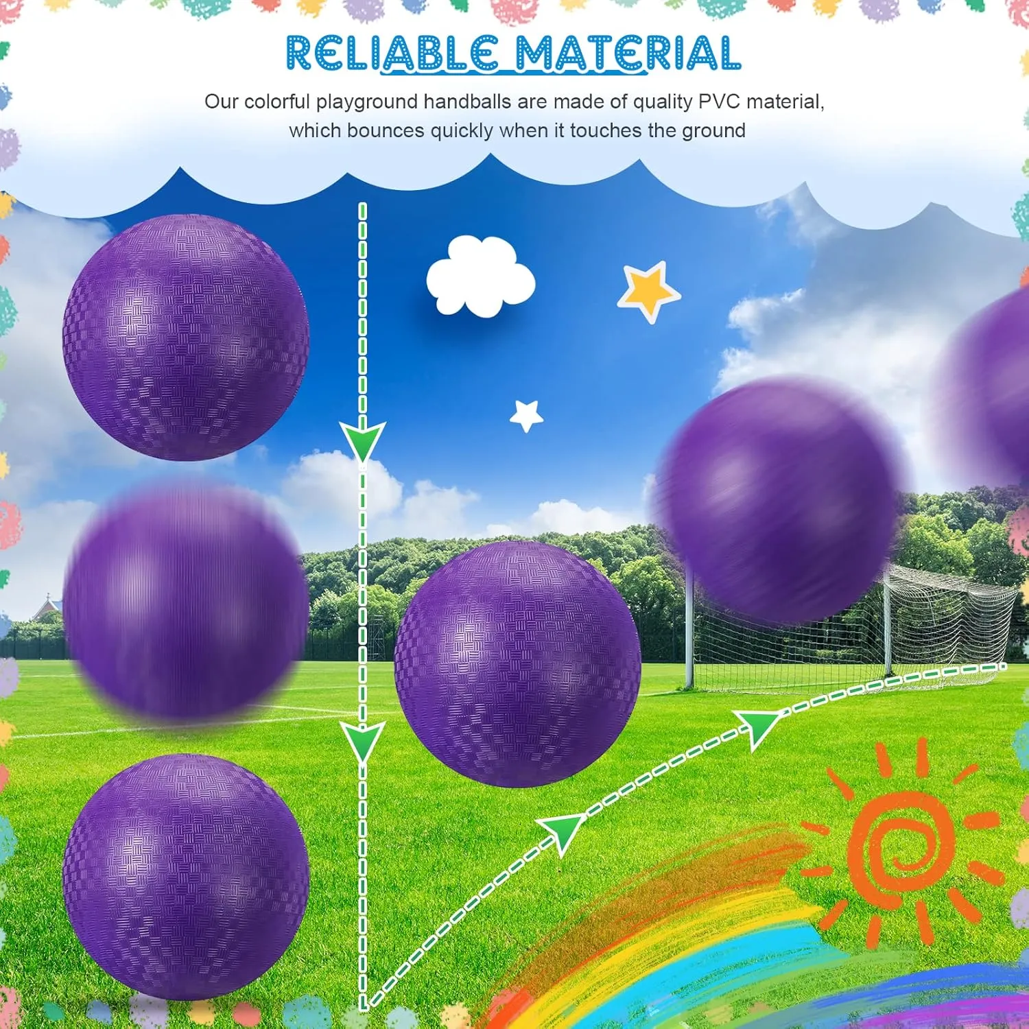 for Adults Sports Outdoor Activities(Purple) Hanaive 6 Pcs Kickballs 10 Inch Playground Ball Rubber Inflatable Dodgeball with Pump and Storage Bag Bouncy prominent prelude fringe Kickball 