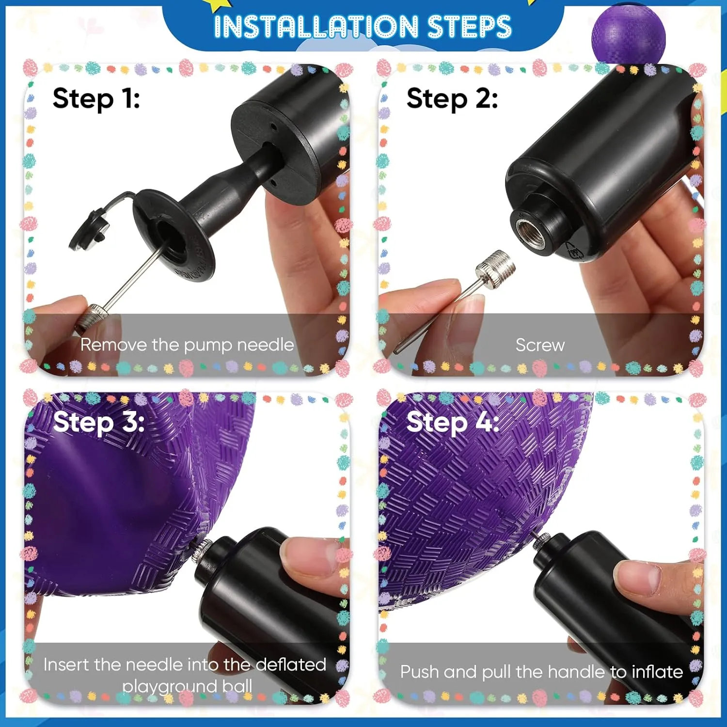 for Adults Sports Outdoor Activities(Purple) Hanaive 6 Pcs Kickballs 10 Inch Playground Ball Rubber Inflatable Dodgeball with Pump and Storage Bag Bouncy prominent prelude fringe Kickball 