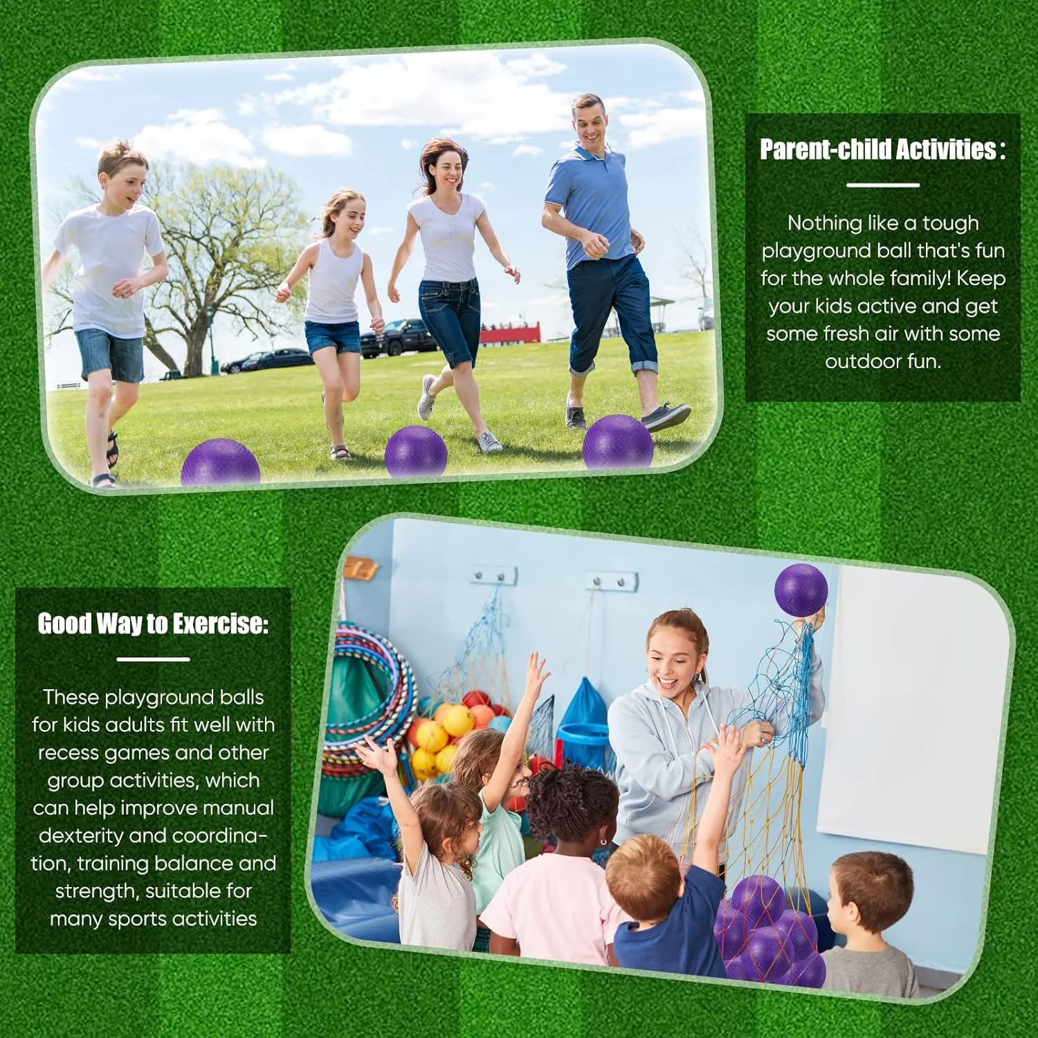 for Adults Sports Outdoor Activities(Purple) Hanaive 6 Pcs Kickballs 10 Inch Playground Ball Rubber Inflatable Dodgeball with Pump and Storage Bag Bouncy prominent prelude fringe Kickball 