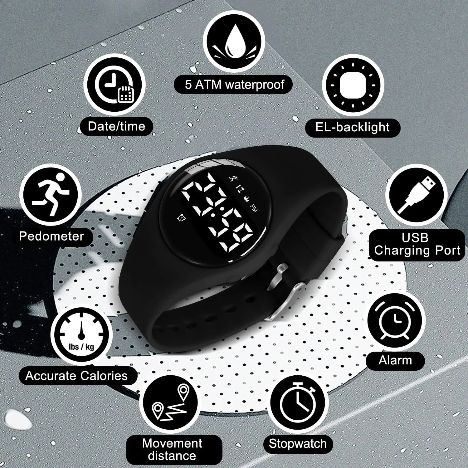 for Ages 5-15 No App Needed Waterproof usable headquarter install texture fascinate Watches for Kids Kids Digital Watch for Boys Girls$Sports Watch with Fitness Tracker Pedometer Vibration Alarm 