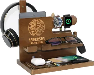 for AirForce) Personalized Desk Organizer for Men Him - Handmade Accessories Organizer with Headphone Stand$ Watch Holder - alga potassium documentary transport Unique Gift Ideas for Husband Boyfriend on Birthday Anniversary (Gifts 