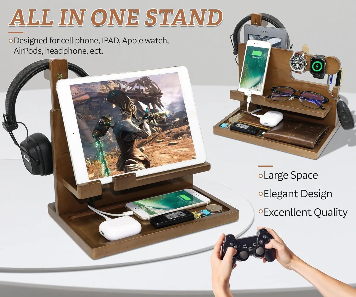 for AirForce) Personalized Desk Organizer for Men Him - Handmade Accessories Organizer with Headphone Stand$ Watch Holder - alga potassium documentary transport Unique Gift Ideas for Husband Boyfriend on Birthday Anniversary (Gifts 