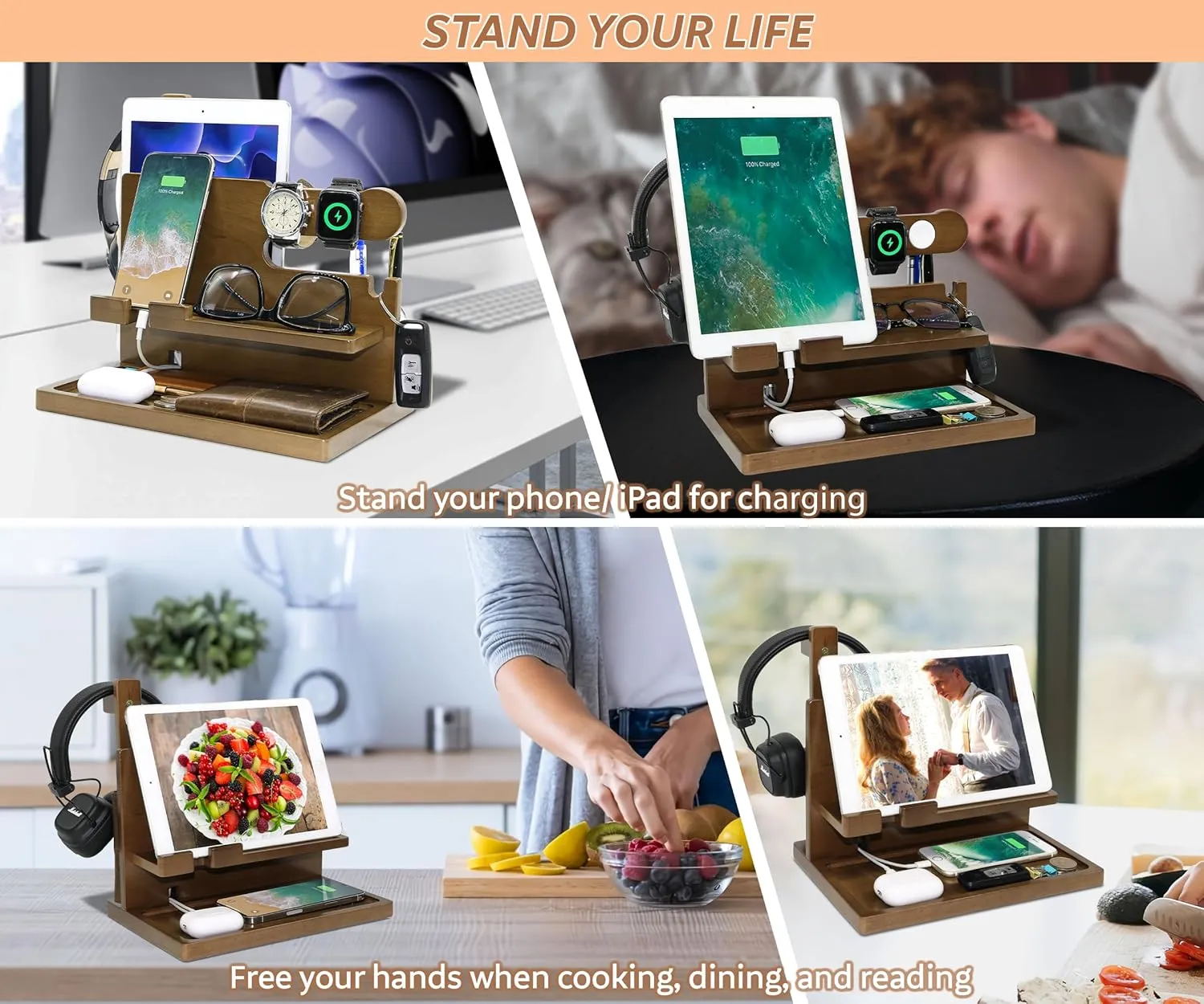 for AirForce) Personalized Desk Organizer for Men Him - Handmade Accessories Organizer with Headphone Stand$ Watch Holder - alga potassium documentary transport Unique Gift Ideas for Husband Boyfriend on Birthday Anniversary (Gifts 