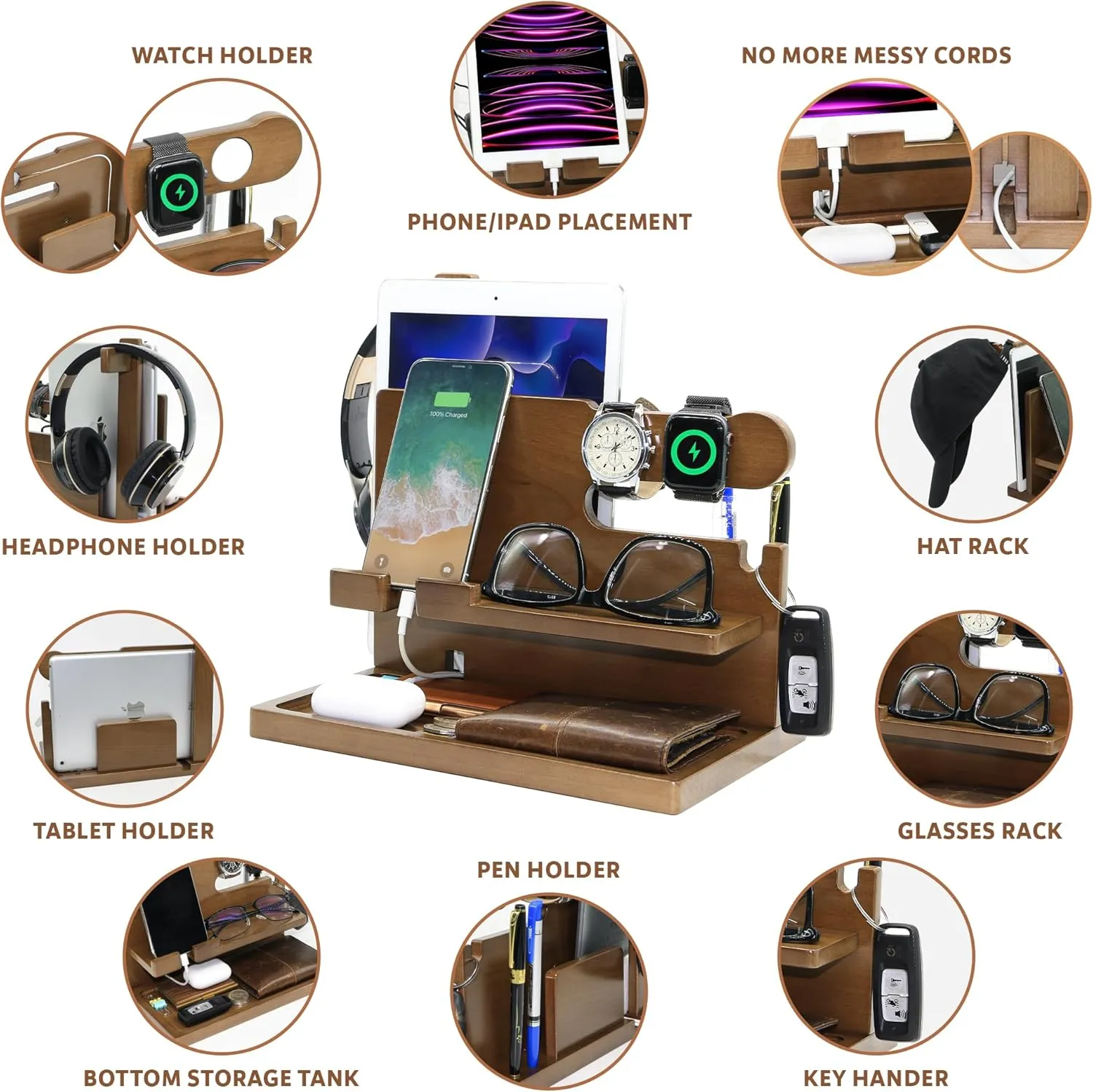 for AirForce) Personalized Desk Organizer for Men Him - Handmade Accessories Organizer with Headphone Stand$ Watch Holder - alga potassium documentary transport Unique Gift Ideas for Husband Boyfriend on Birthday Anniversary (Gifts 