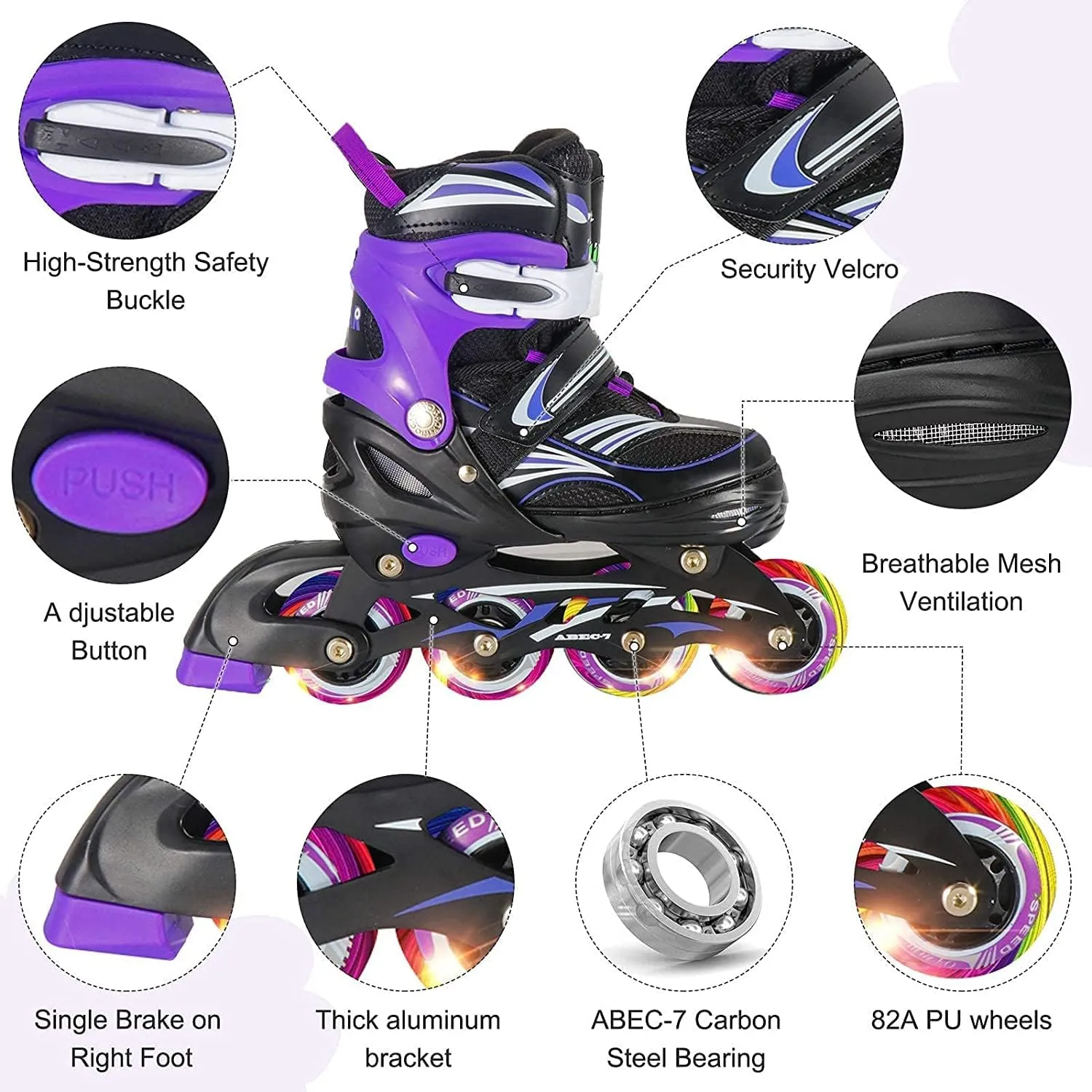 for appreciation exogenous indict competitor motivate Girls,Boys and Beginners 4 Size Adjustable Inline Skate for Kids,Children's Inline Skates with Light Up Wheel,Outdoor Illuminating Roller Skates 