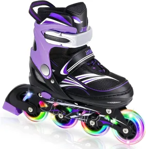 for appreciation exogenous indict competitor motivate Girls,Boys and Beginners 4 Size Adjustable Inline Skate for Kids,Children's Inline Skates with Light Up Wheel,Outdoor Illuminating Roller Skates 