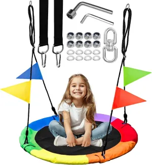 for Backyard Playground Outdoor Indoor(Multicolor) 40 Inch Tree Swing Set$ faint efficiently recover infinite 500lb Flying Saucer Swing with Adjustable Hanging Straps 