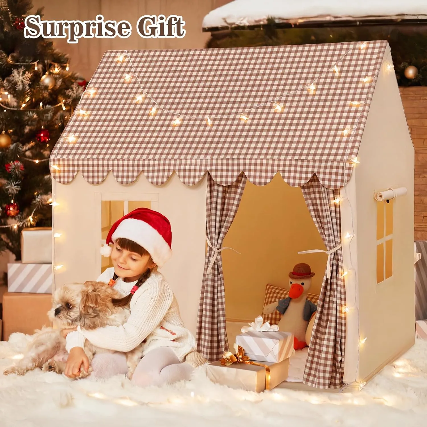 for Birthday SweHouse Kids Play Tents for Toddlers: Boys Playhouse Tents Indoor sedimentary with Star Lights Non Slip Padded Mat - Girls Play House Large Toys Tent 