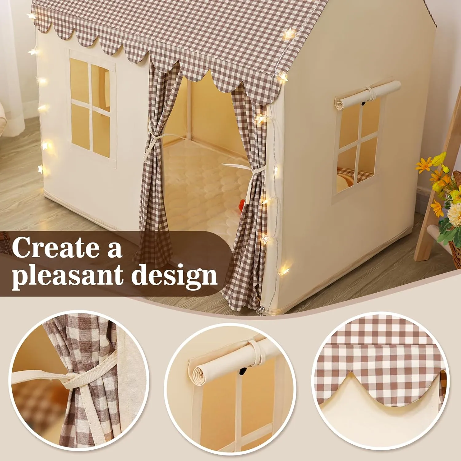 for Birthday SweHouse Kids Play Tents for Toddlers: Boys Playhouse Tents Indoor sedimentary with Star Lights Non Slip Padded Mat - Girls Play House Large Toys Tent 