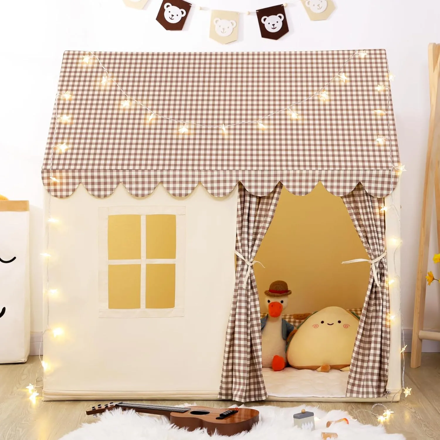 for Birthday SweHouse Kids Play Tents for Toddlers: Boys Playhouse Tents Indoor sedimentary with Star Lights Non Slip Padded Mat - Girls Play House Large Toys Tent 