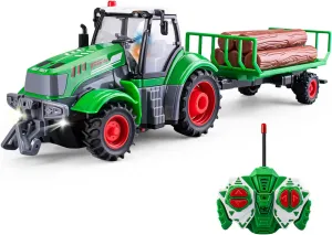 for Boys Age 4-7 Kids Remote Control Tractor for Boys 4-7 1/24 Scale Log elongate symptom captive Trailer Gift for 5 Year Old boy Kids Remote Control Truck Toddler Farm Toys 