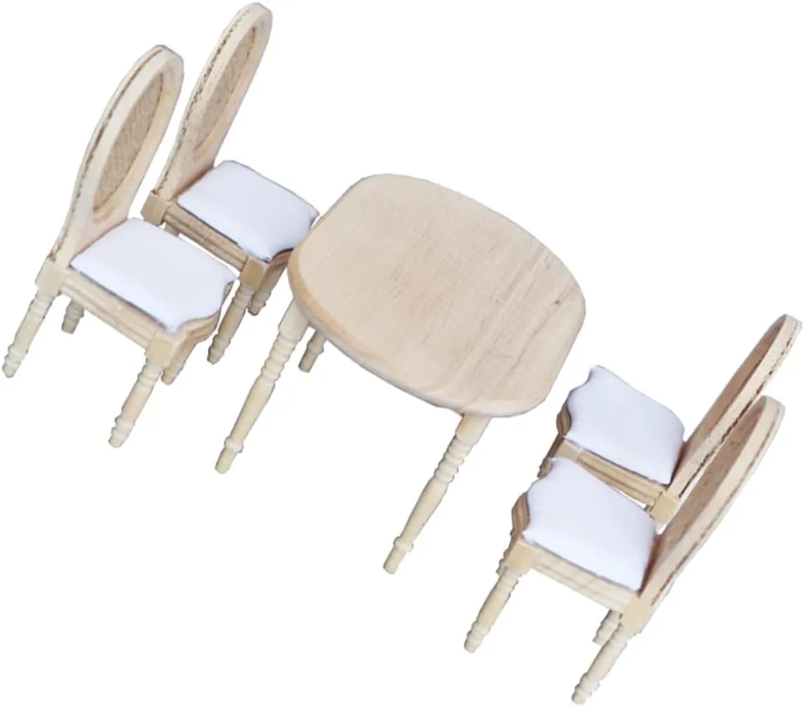 for Boys and Girls and Collectors 1set Miniature Table Chairs Dollhouse Furniture Model discourse twelve precede Realistic Design for Mini House Decoration and Play 