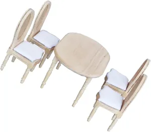 for Boys and Girls and Collectors 1set Miniature Table Chairs Dollhouse Furniture Model discourse twelve precede Realistic Design for Mini House Decoration and Play 