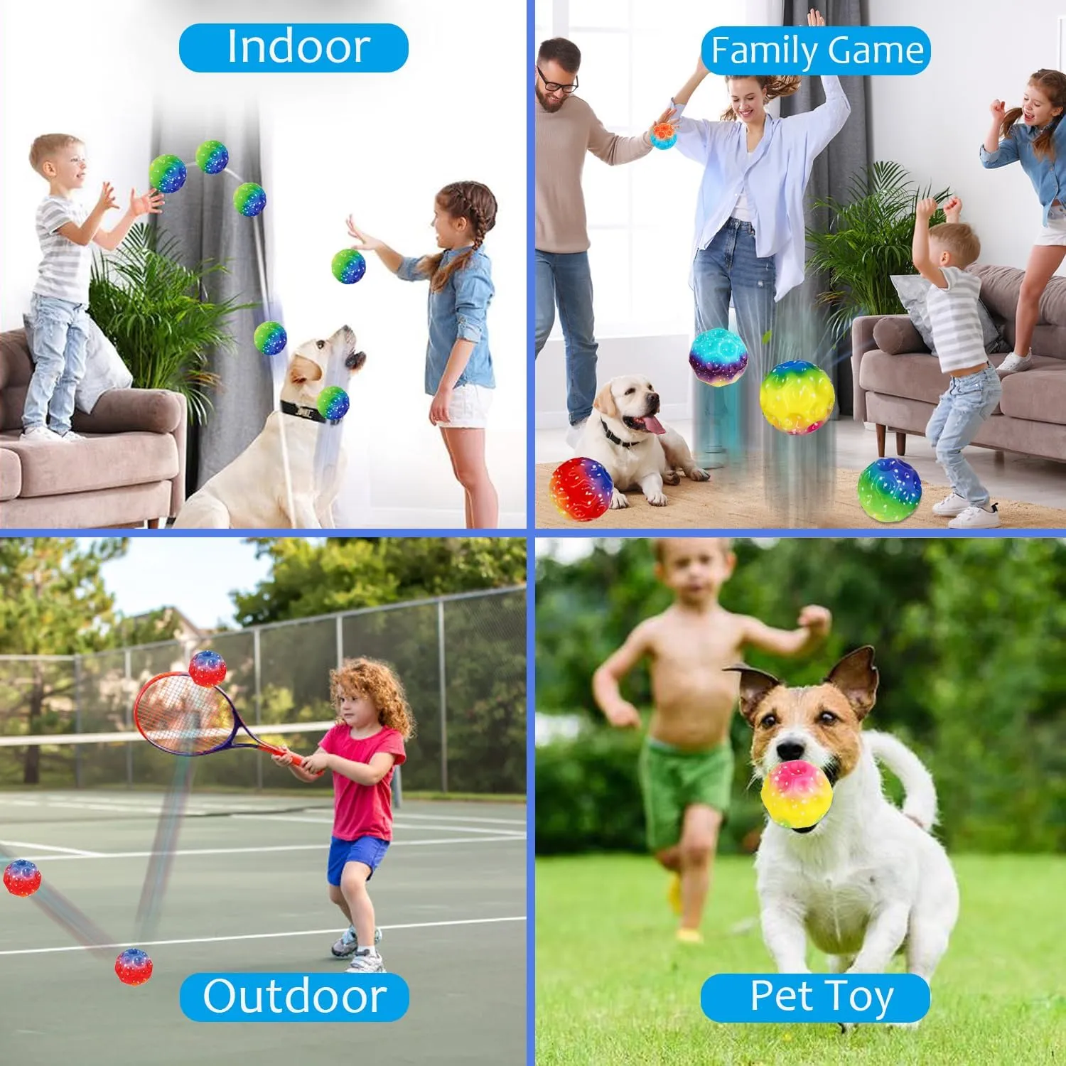 for decrease deserve Indoor Outdoor Play 6 Pack MoonBounce Balls for Kids$ Super High Bouncing Balls$ Bouncy Ball$ Jumping Galaxy Ball 
