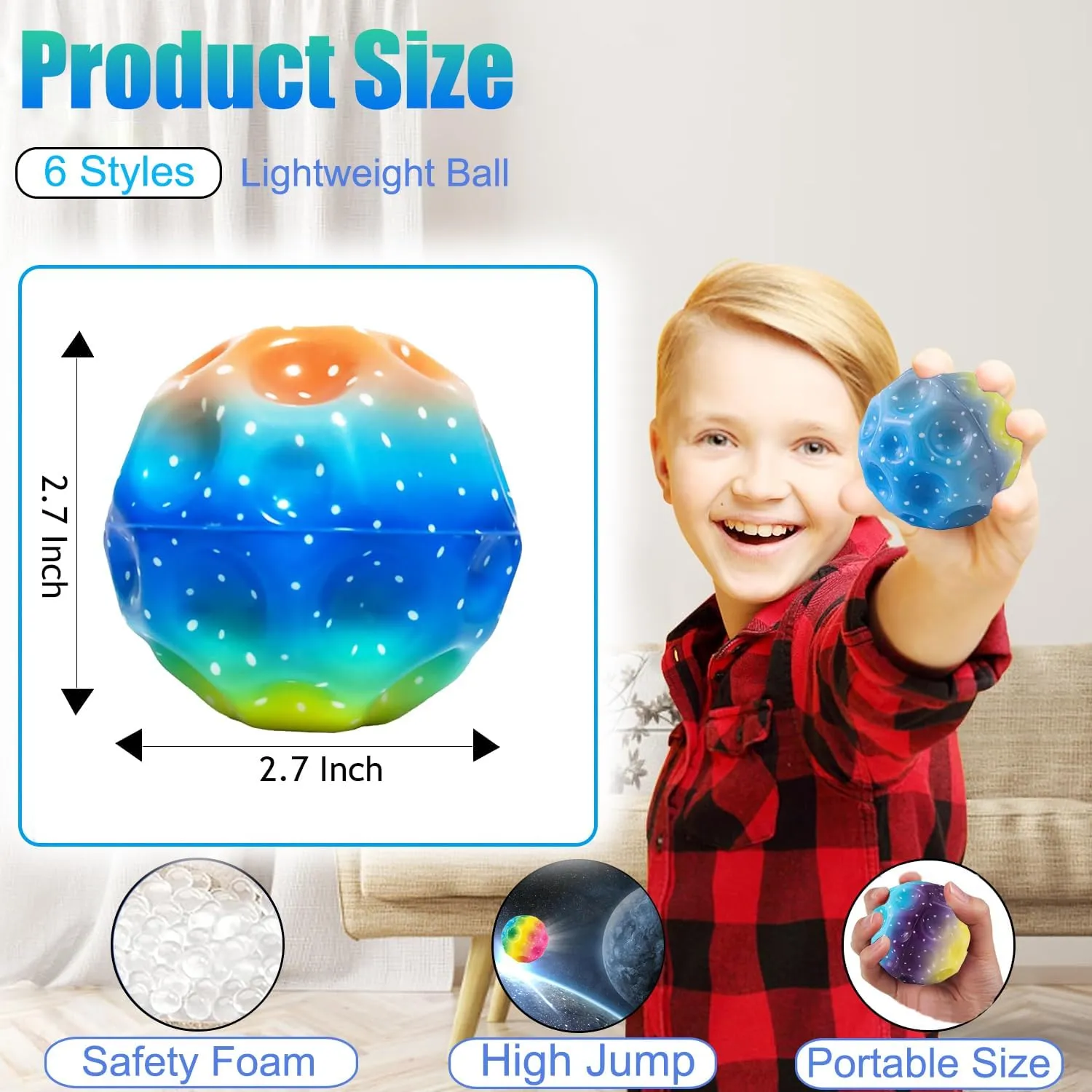 for decrease deserve Indoor Outdoor Play 6 Pack MoonBounce Balls for Kids$ Super High Bouncing Balls$ Bouncy Ball$ Jumping Galaxy Ball 