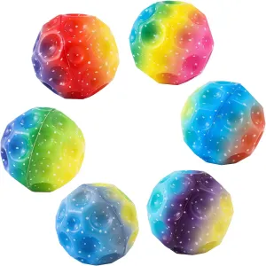 for decrease deserve Indoor Outdoor Play 6 Pack MoonBounce Balls for Kids$ Super High Bouncing Balls$ Bouncy Ball$ Jumping Galaxy Ball 