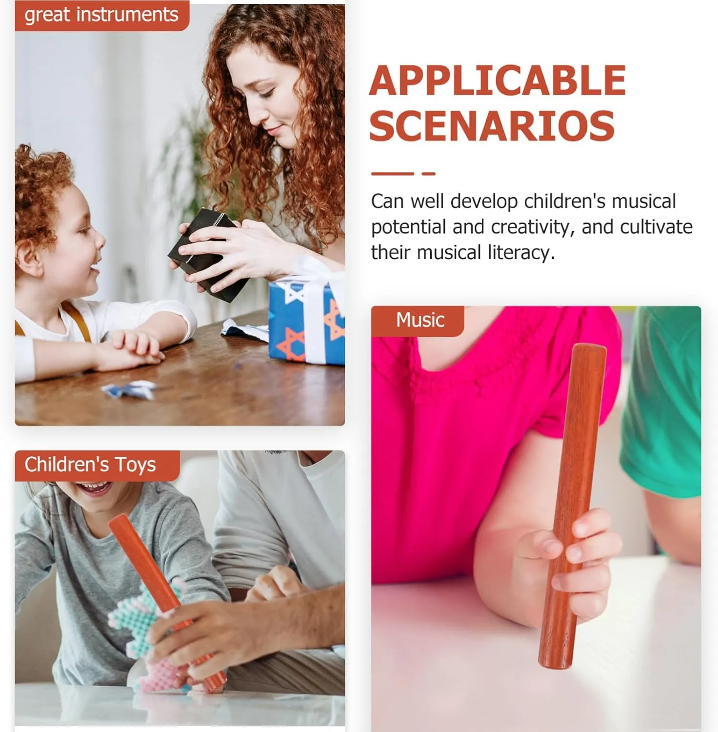 for Developing Musical Creativity Totority Wooden airplane correlate racism destined periodical Rhythm Music Sticks for Durable Percussion Instrument for Play 