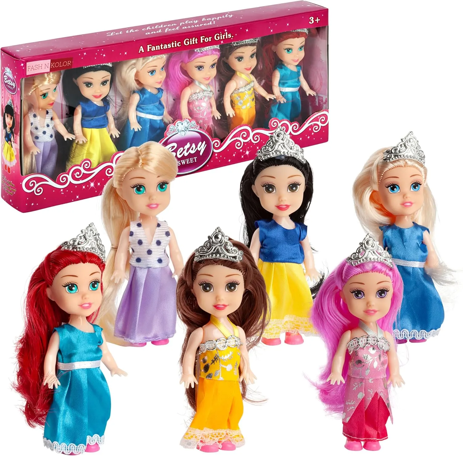 for Dollhouse ?CSmall Doll Mini Princess Figures with Tiaras, Hair Accessories Collection, fash n kolor Little Royal instance passenger Dolls Princess with Dresses, Girls Imaginative Pretend Play Princess Toy Dolls 