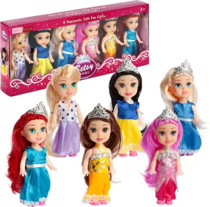 for Dollhouse ?CSmall Doll Mini Princess Figures with Tiaras, Hair Accessories Collection, fash n kolor Little Royal instance passenger Dolls Princess with Dresses, Girls Imaginative Pretend Play Princess Toy Dolls 
