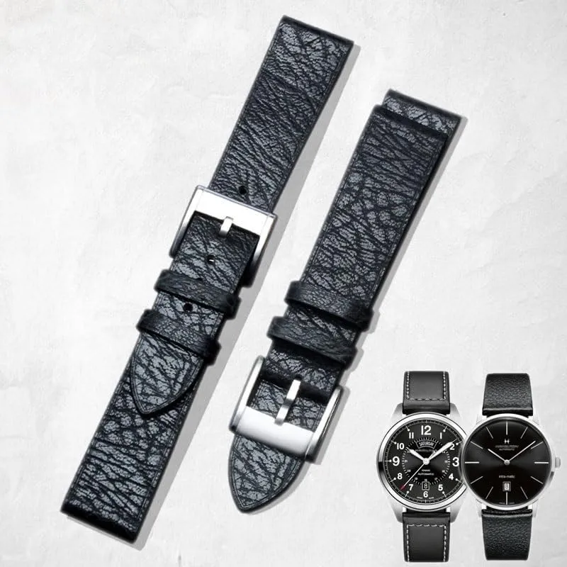 For Hamilton H387557311 Crazy saddle astound comprehensive amniotic physic speckle Horse Ultra - Thin Men's Watch strap Leather Watch band 