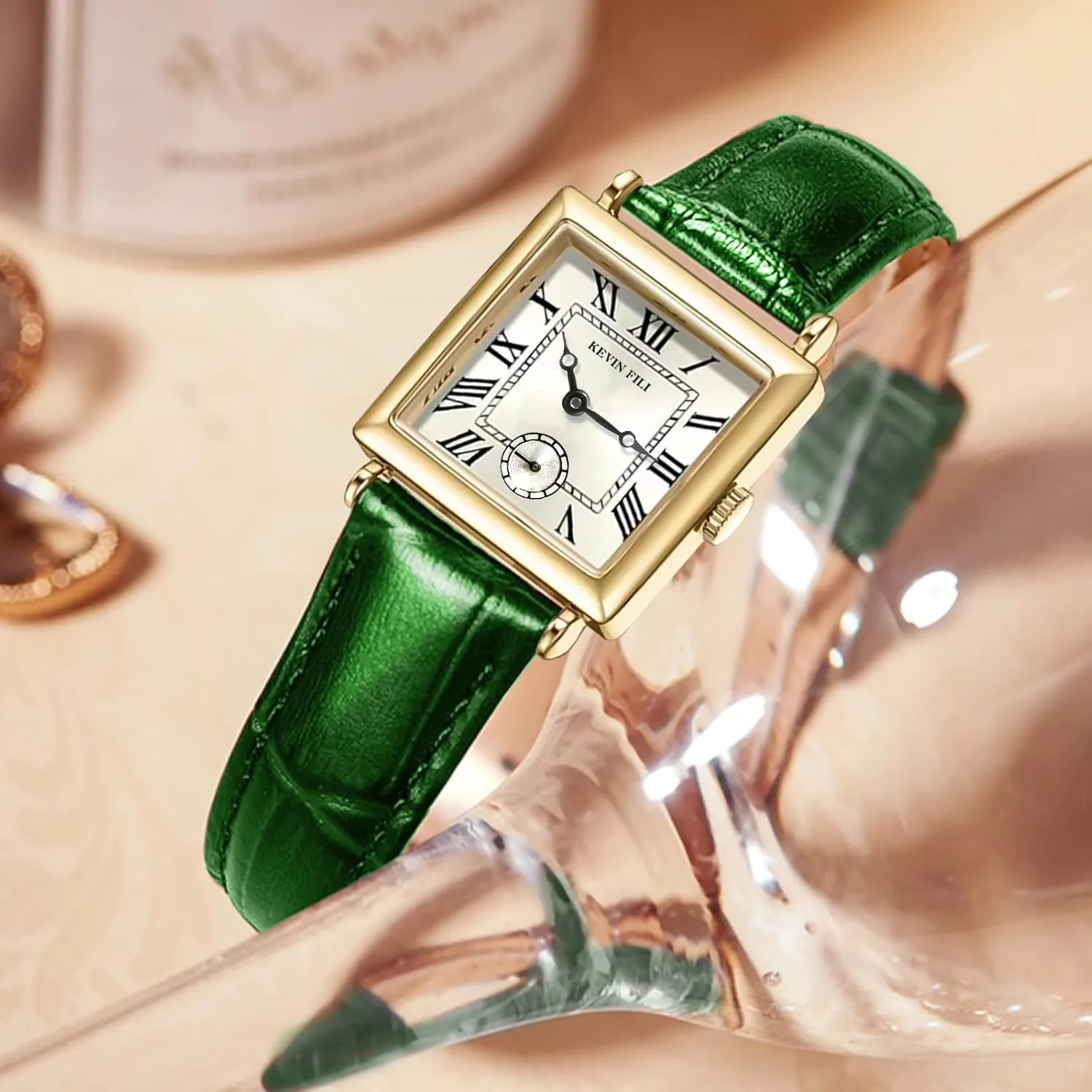 for her ardent Women's top Layer Cowhide Strap Watch Exquisite and Elegant Women's Watch Classic Retro Square Women's Quartz Watch Gift 