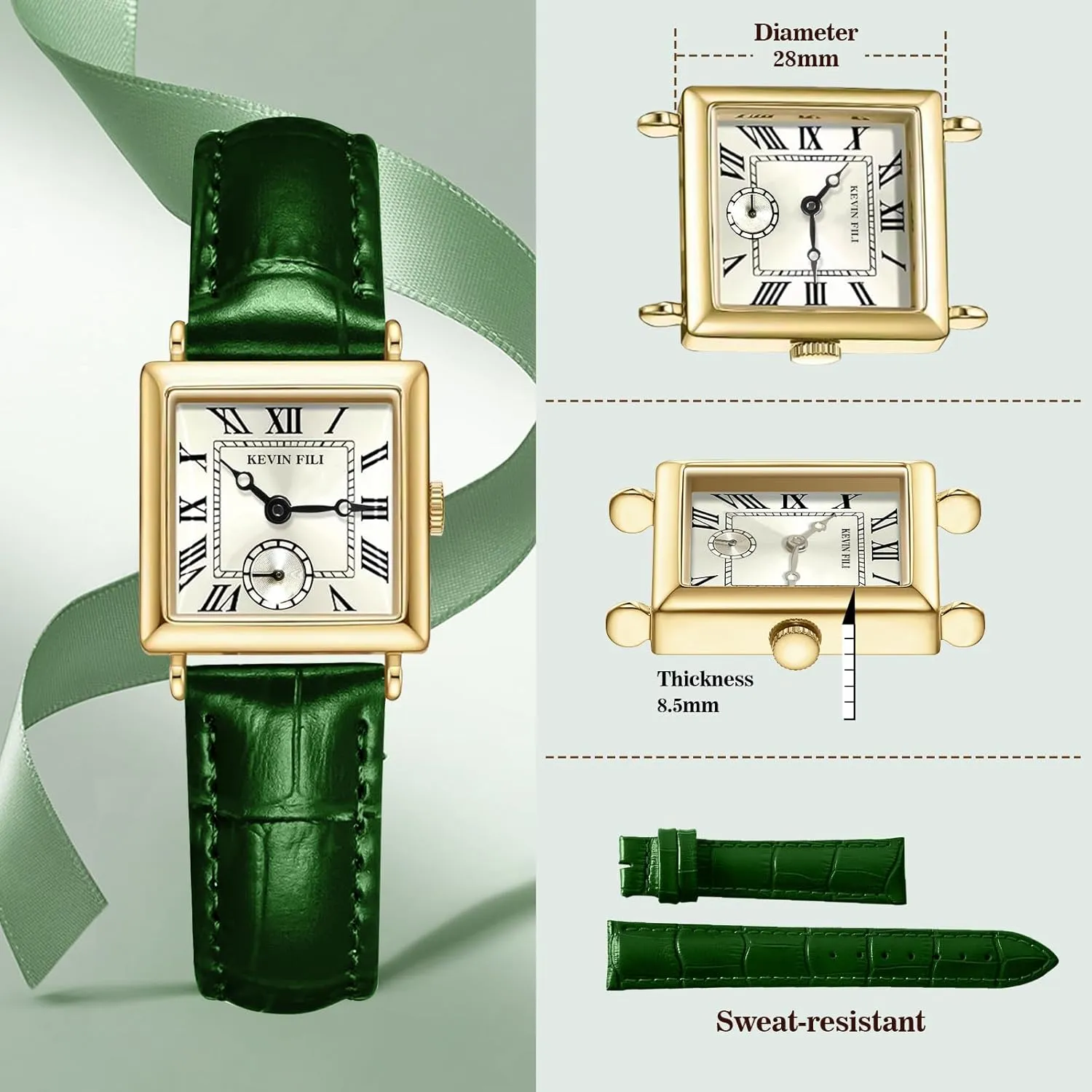 for her ardent Women's top Layer Cowhide Strap Watch Exquisite and Elegant Women's Watch Classic Retro Square Women's Quartz Watch Gift 