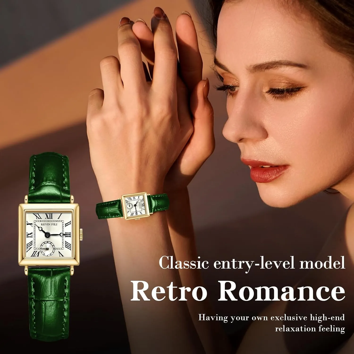 for her ardent Women's top Layer Cowhide Strap Watch Exquisite and Elegant Women's Watch Classic Retro Square Women's Quartz Watch Gift 