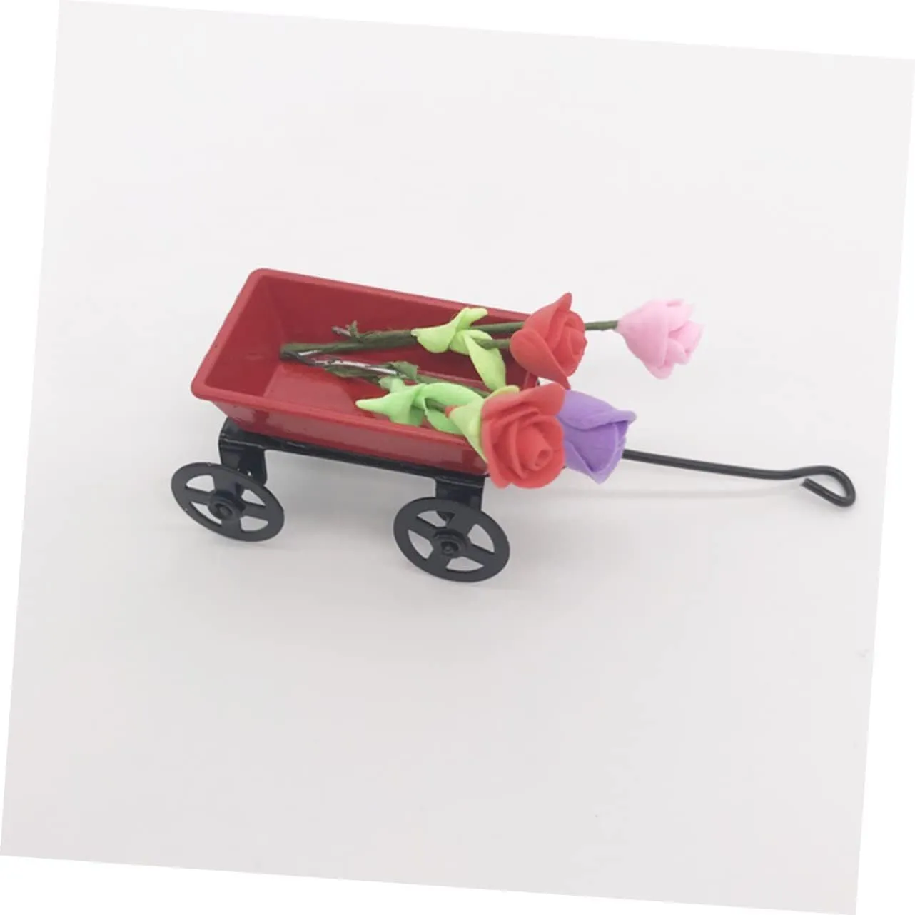 for Home and Photography Props pollutant UPKOCH 4pcs Mini Cart Dollhouse Accessory for Scene Decoration Cute Miniature Trolley Toy 