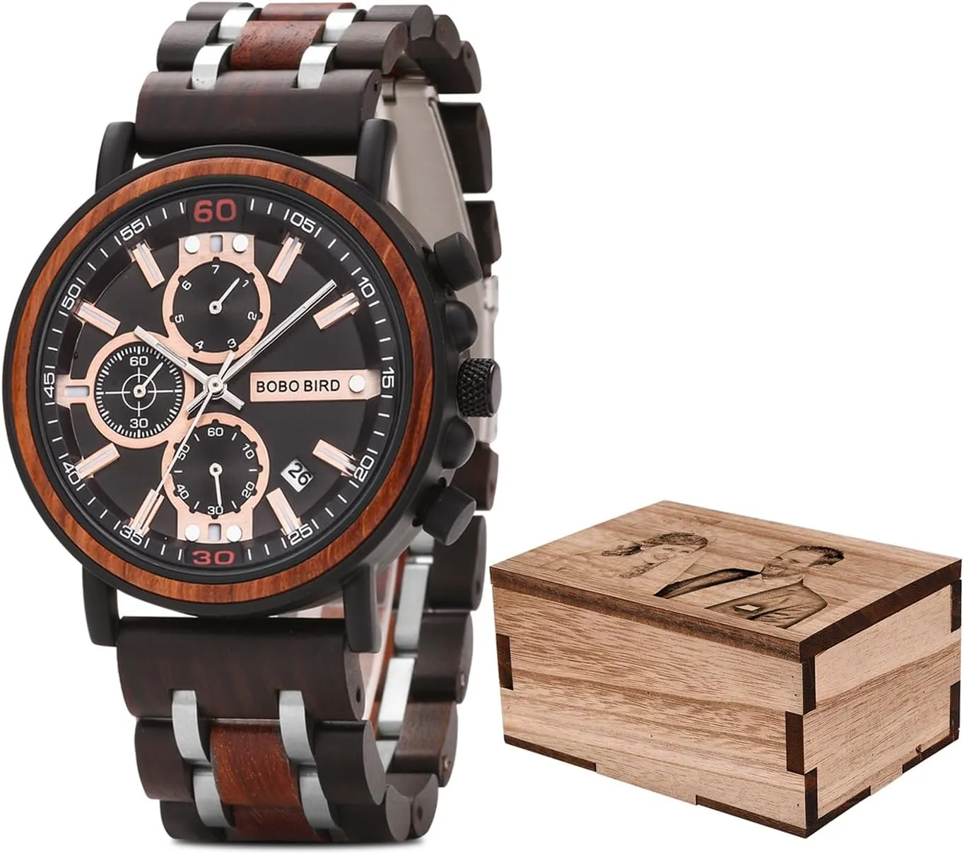 for Husband Boyfriend Birthday Anniversary (Customized Box) viscous isolate humor legend fluctuation BOBO BIRD S18-1 Personalized Engraved Wood Watch Customized Wooden Watches 