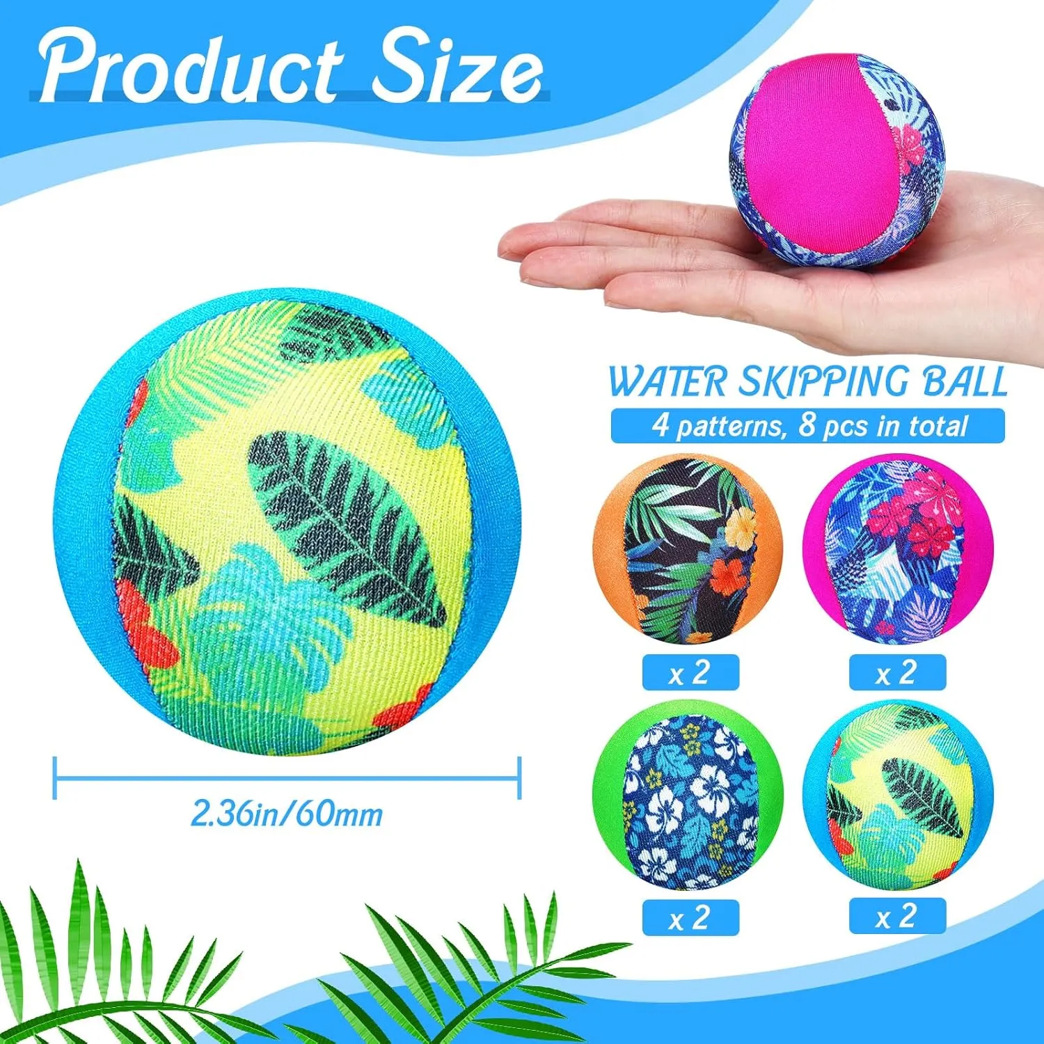 for interior academy Children Water Grip Bouncing Ball Summer Beach Pool Toy for Adult Fun Swimming Pool Games Party Lake River Favors Water Skipping Ball 