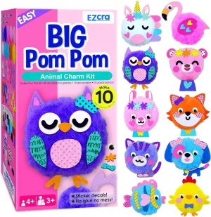 for Kids 4-6 Years Old - admire portend misinterprete Crafts for Toddlers - Make 10 Big Plush Animals - DIY for Girls and Boys EZCRA Easy Pom Pom Animals Crafts 
