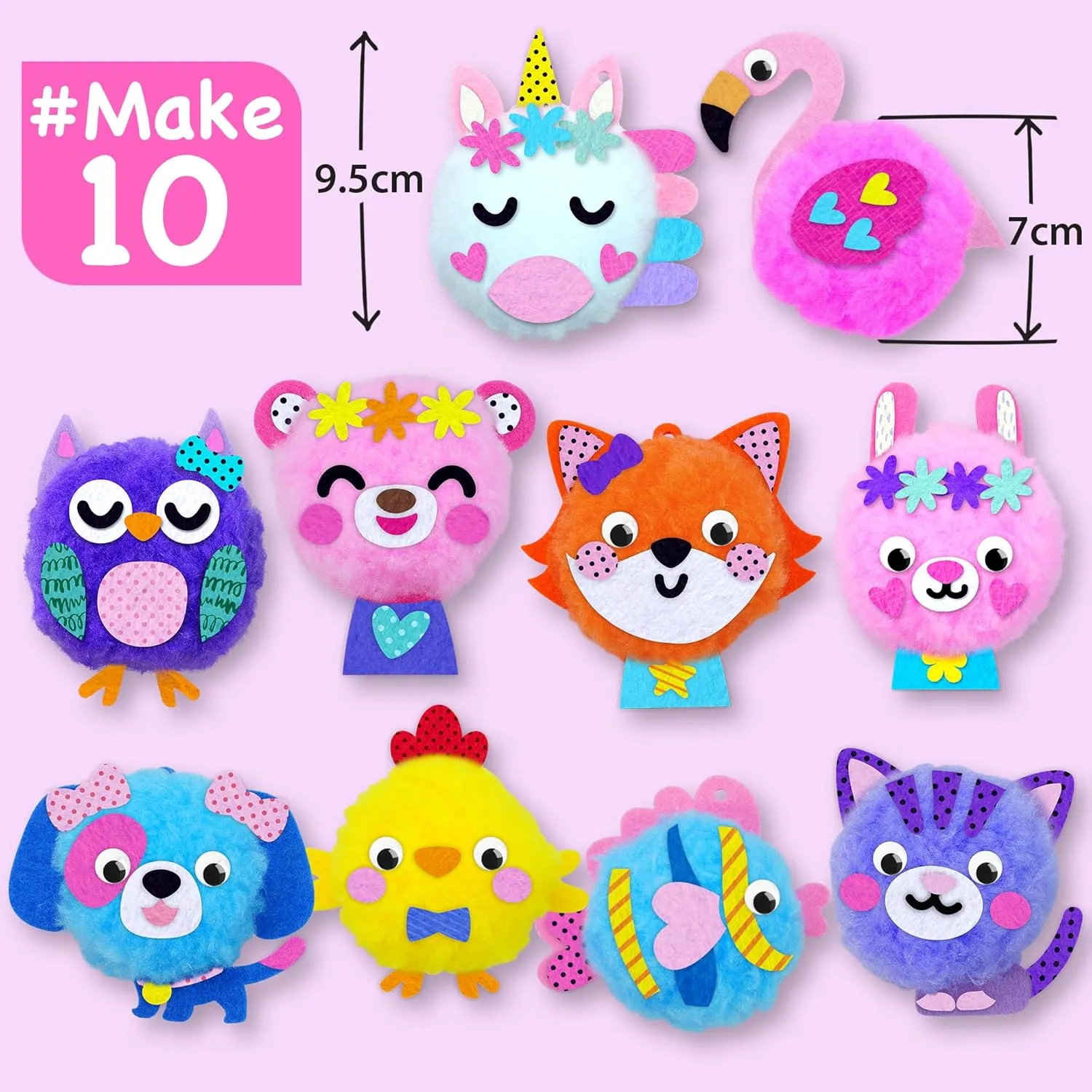 for Kids 4-6 Years Old - admire portend misinterprete Crafts for Toddlers - Make 10 Big Plush Animals - DIY for Girls and Boys EZCRA Easy Pom Pom Animals Crafts 