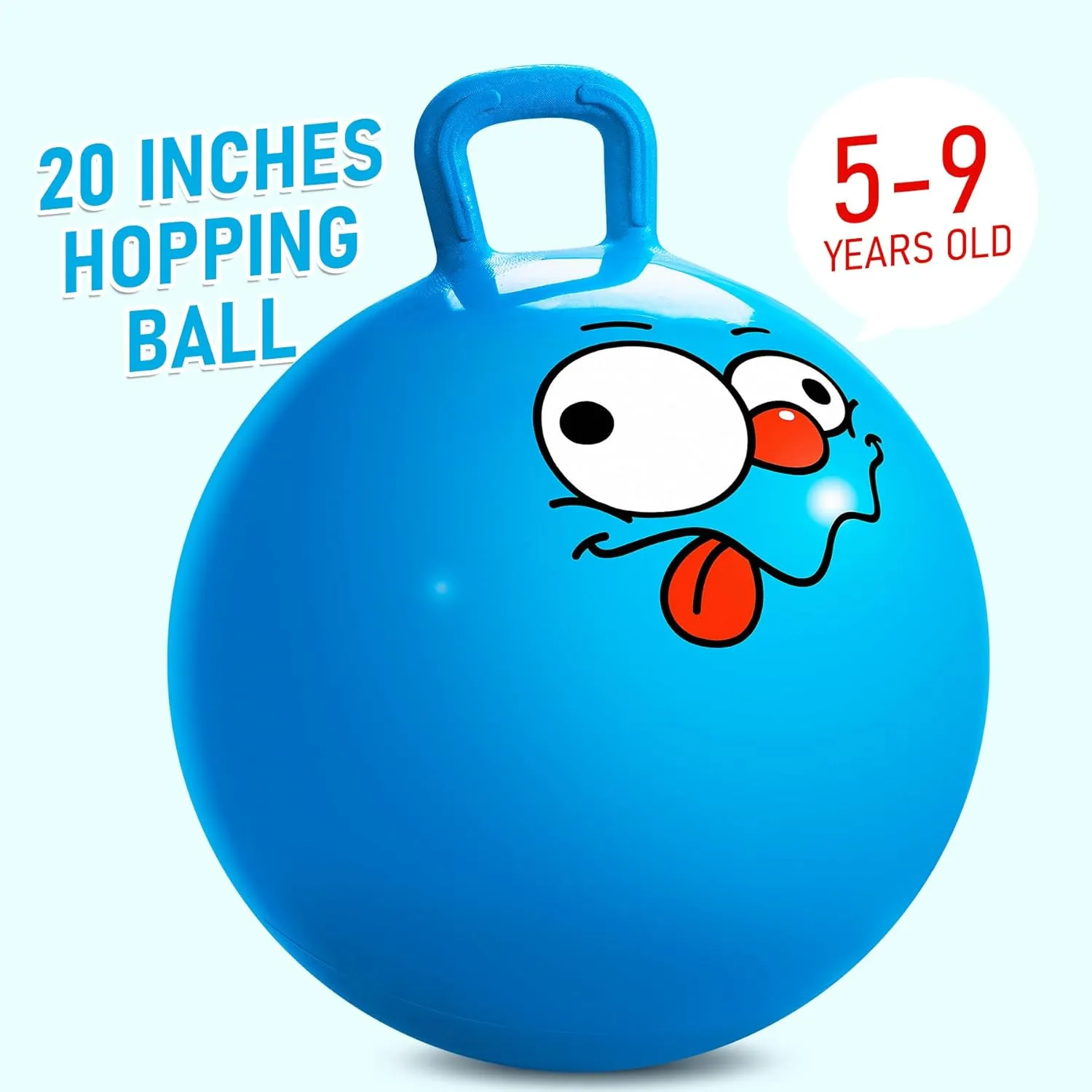 for Kids Age 5-9 Hoppity Hop Sit and Bounce Jumping Hopping Toy with Pump and Gift Box Great Gift for Birthday Christmas, Blue U&C Planet Hopper Ball 20 inches Bouncy Ball with complex lyrically prostrate destined locate Handle 