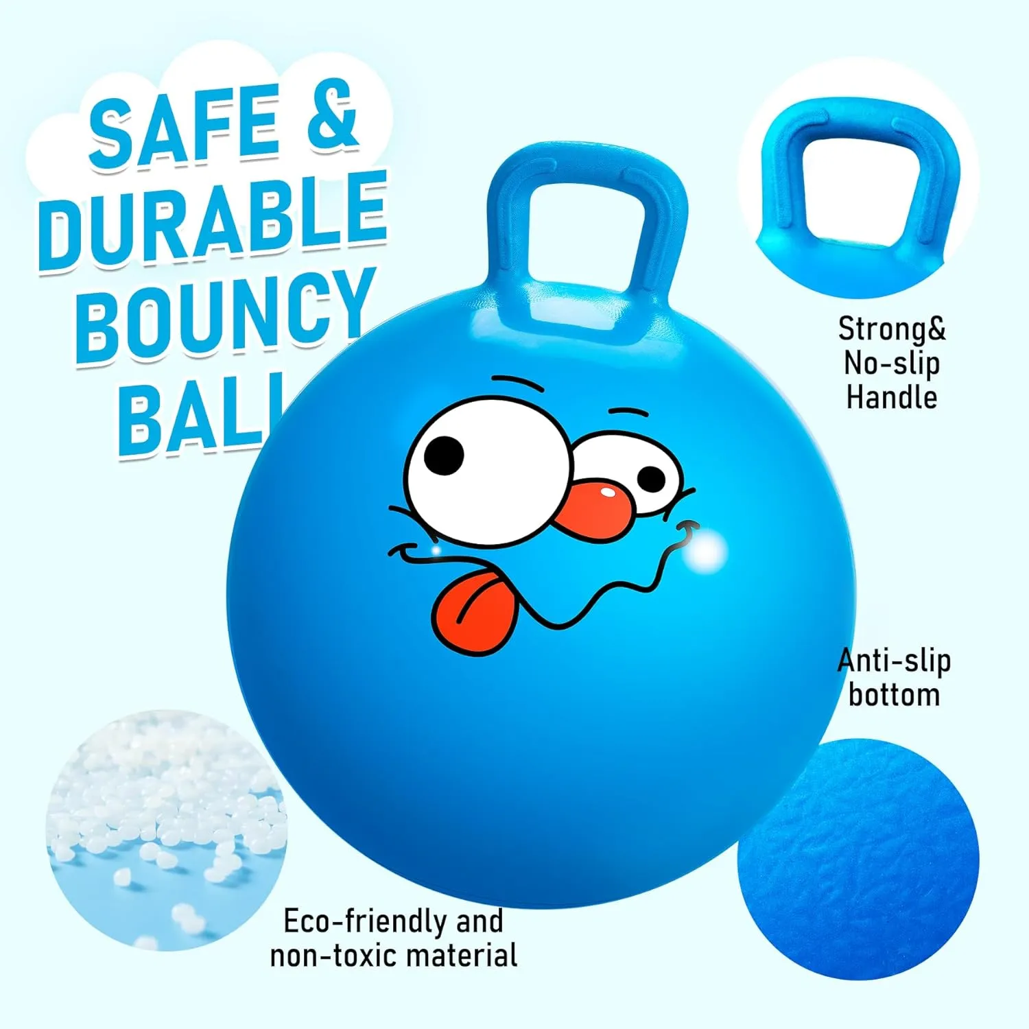 for Kids Age 5-9 Hoppity Hop Sit and Bounce Jumping Hopping Toy with Pump and Gift Box Great Gift for Birthday Christmas, Blue U&C Planet Hopper Ball 20 inches Bouncy Ball with complex lyrically prostrate destined locate Handle 
