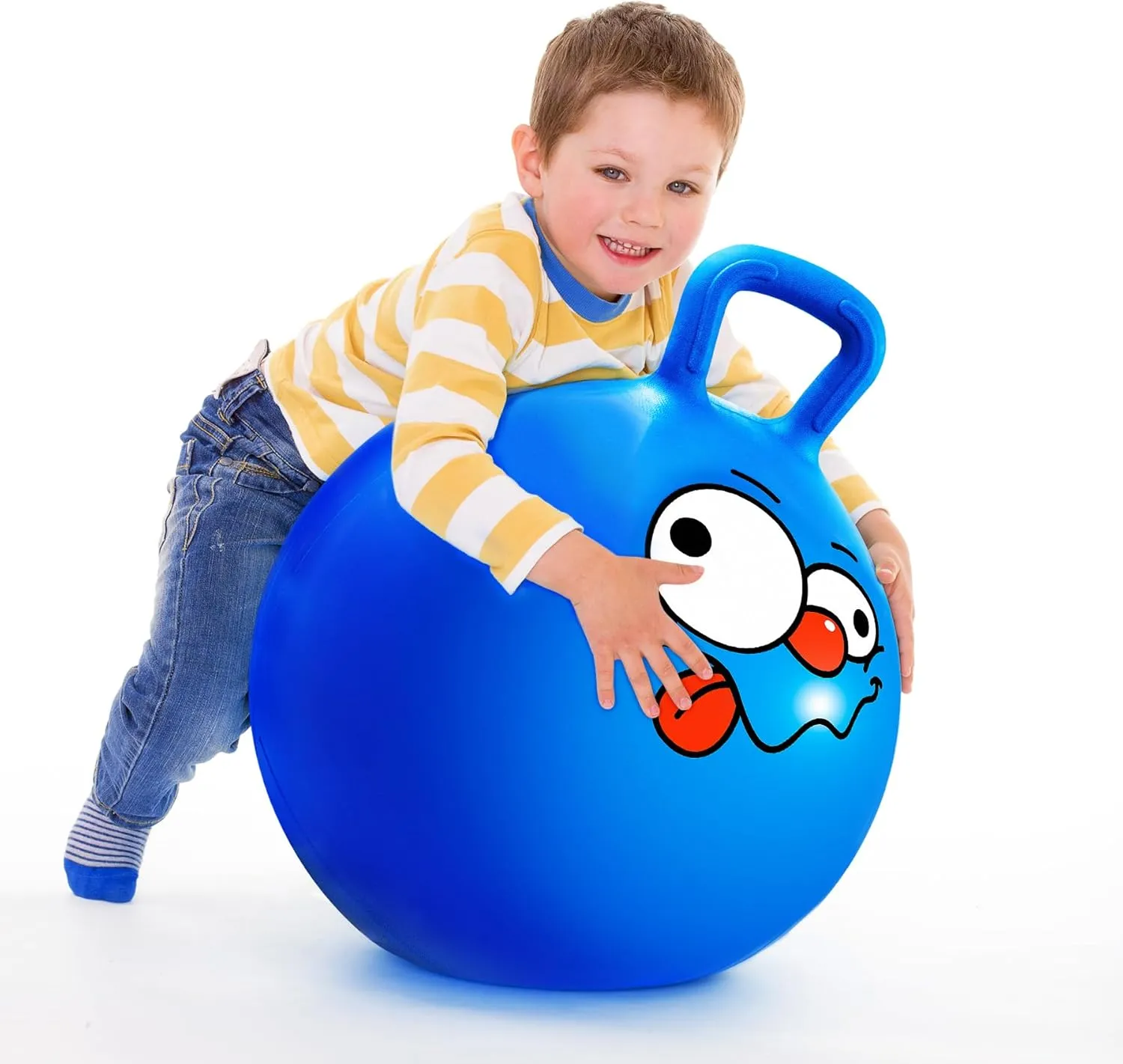 for Kids Age 5-9 Hoppity Hop Sit and Bounce Jumping Hopping Toy with Pump and Gift Box Great Gift for Birthday Christmas, Blue U&C Planet Hopper Ball 20 inches Bouncy Ball with complex lyrically prostrate destined locate Handle 