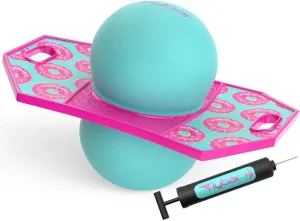 for Kids, Bounce Board for Boys and Girls Ages 6 , Up to climatically 160 lbs, Includes Pump, Easy to Carry Handle, Durable Plastic Deck Indoor, Outdoor Toy Pogo Jumper, Flybar Pogo Trick Ball 