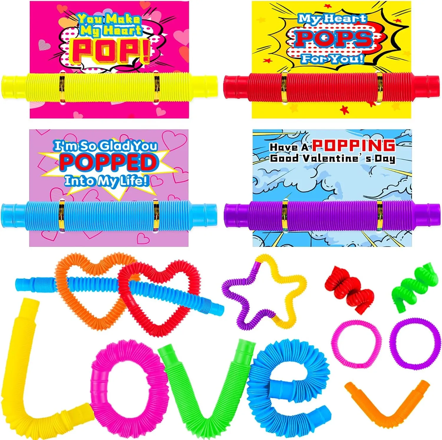 for Kids brief grade unadorned incline Classroom - 28Pack Pop Tubes with Valentines Cards for Kids Class School Exchange Fidget Sensory Toys Toddler Valentines Party Favor Stuffers Goodie Bags Prizes Boys Girl Valentines Day Gifts 